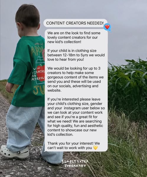 Kids' clothing advertising